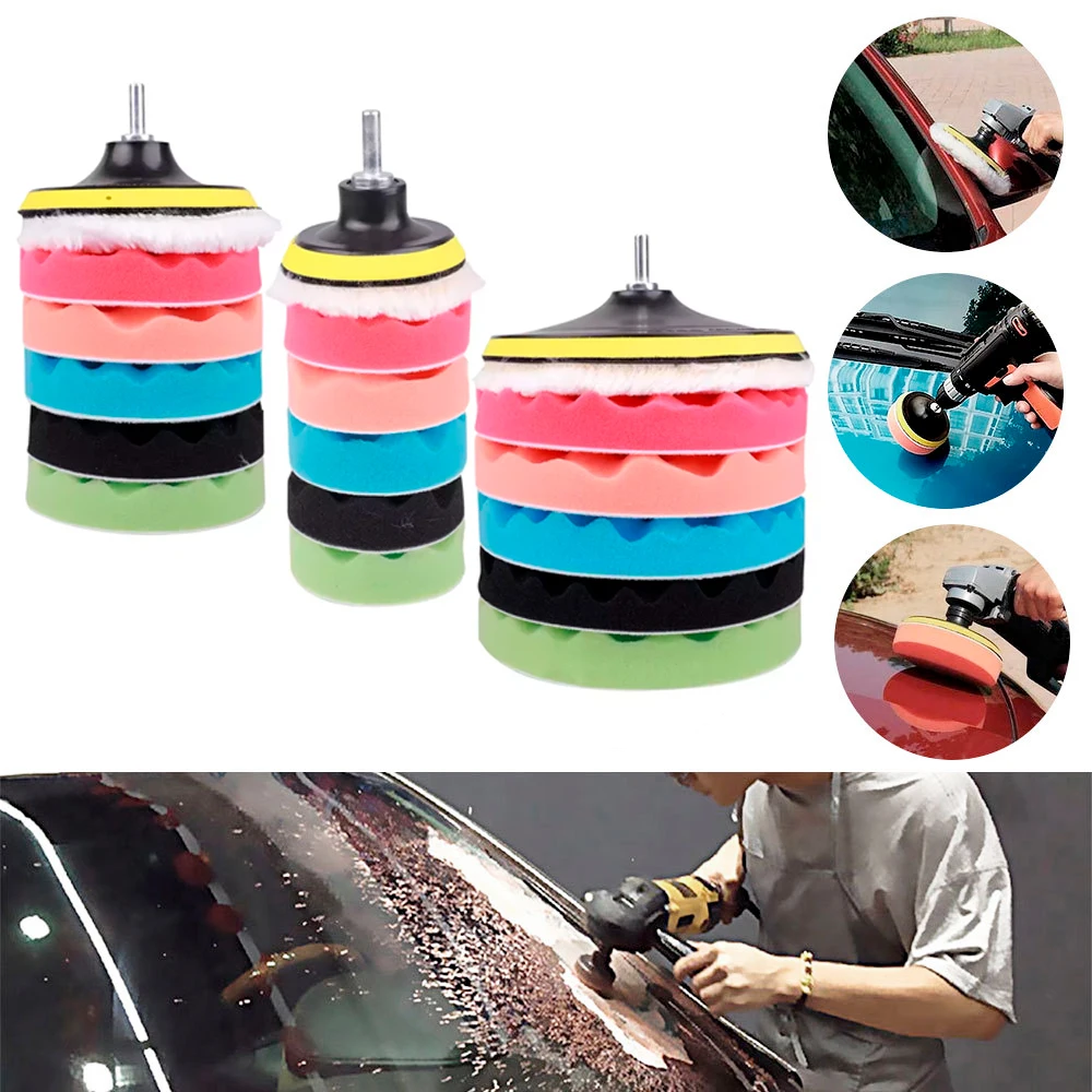 8Pcs 3/5/7 Zoll Auto Polieren Kit Polnischen Pad Auto Polieren Disc Wachsen Schwamm Auto Polierer Polieren für Auto Polierer Zubehör Image