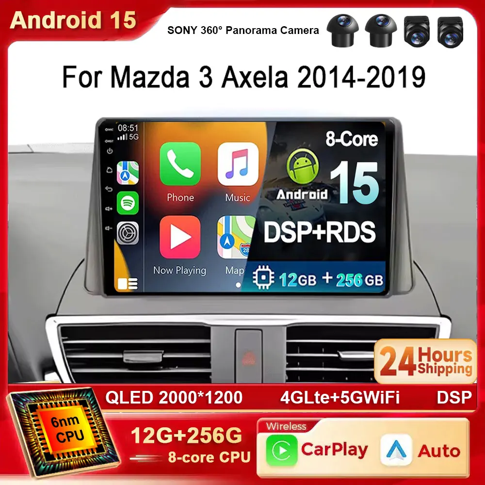 Android 15 Für Mazda 3 Axela 2014-2019 Mazda CX-4 CX4 2016-2018 Auto Radio Auto GPS Navigation multimedia Video Player Carplay Image