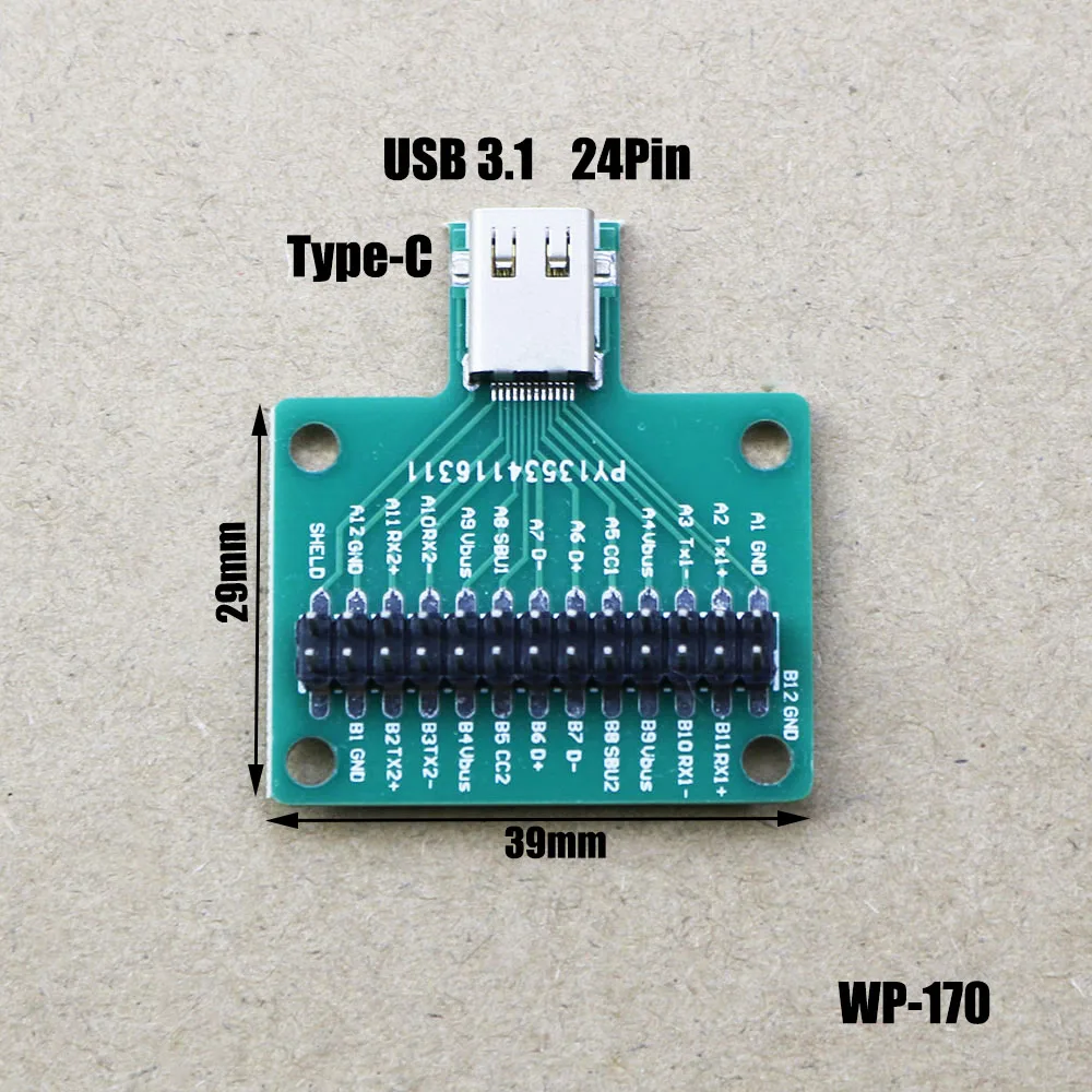 1 Stück USB 3.1 Typ-C Kabel Test Board 24 PIN Typ-C Buchse Stecker Jack zu DIP Adapter Stecker geschweißt PCB Konverter Pinnwand Image