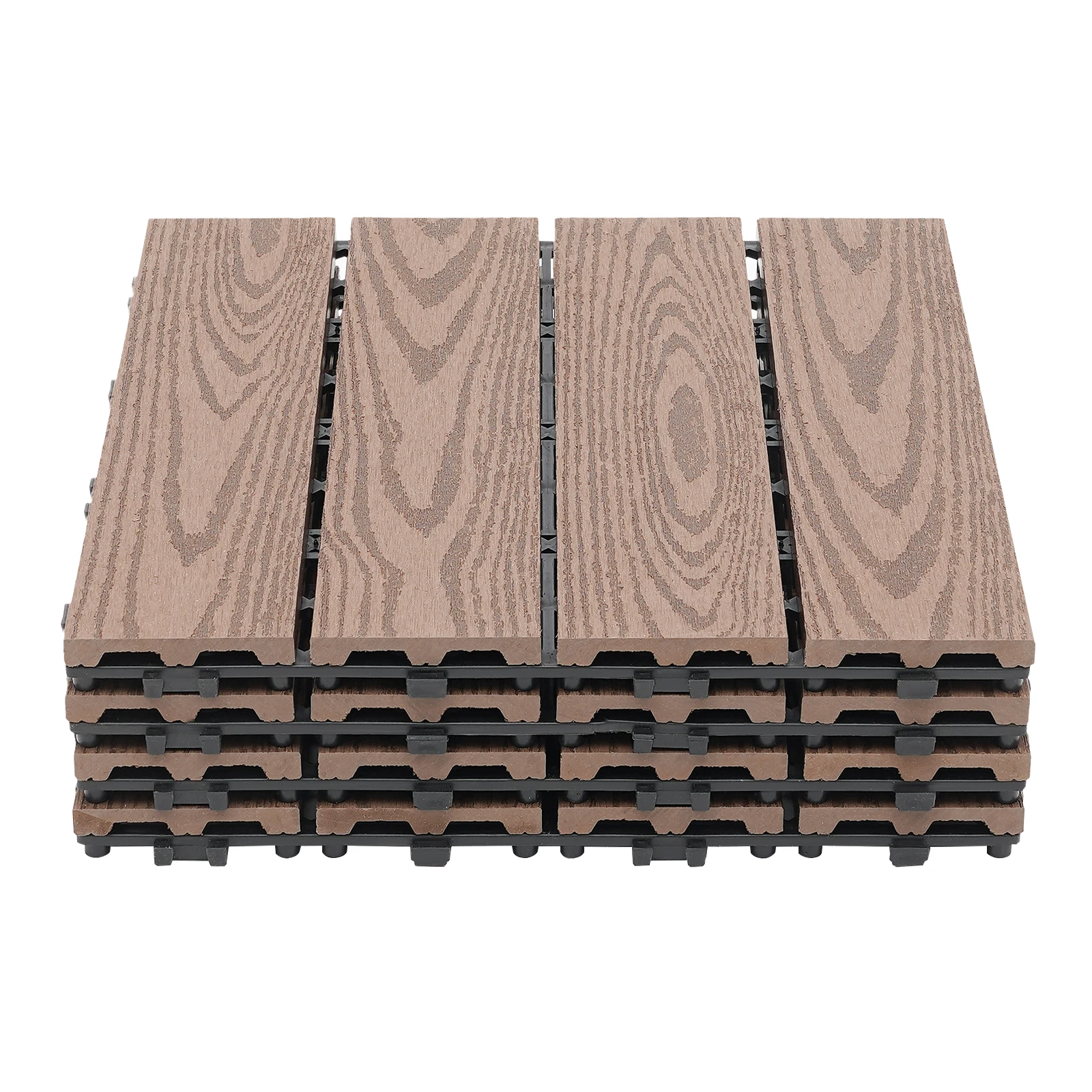 WPC Ineinandergreifende Terrassendielen 22-teilig Holz-Kunststoff-Bodenbelag für Terrasse & Balkon. 30x30cm Terrassenfliese Image