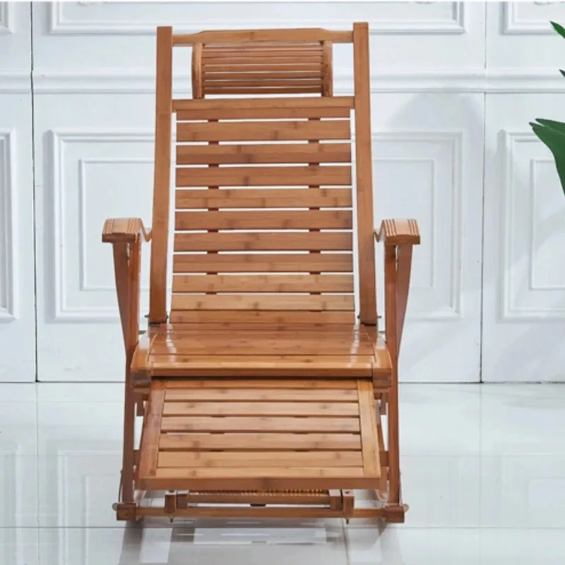 Bequemer Bambusstuhl für Erwachsene, tragbarer Balkon-Liegestuhl, Schaukelstuhl für Nickerchen, zusammenklappbare Chaiselongue