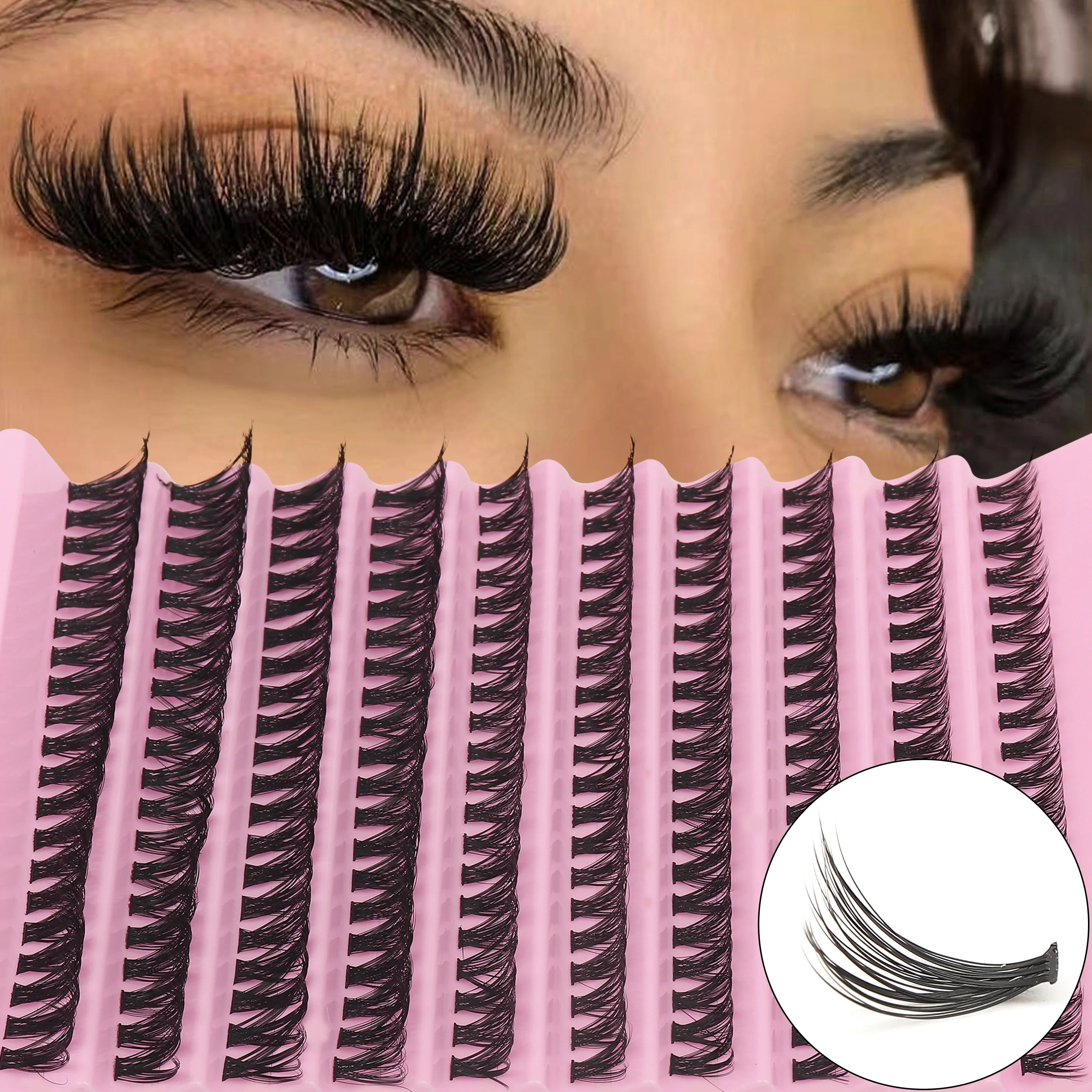 200-teiliges D-Curl-Cluster-Wimpern-Set – DIY-natürlicher Look, 8–16 mm Längen für Heim-Wimpernverlängerungen Image