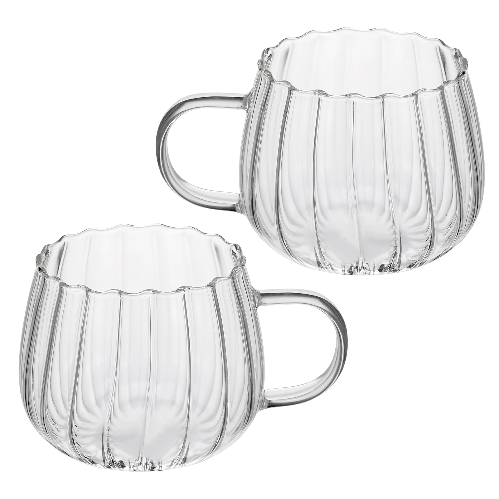 2 Stück Glasbecher Transparent mit Glatter Kante Klarer Kaffee-Tee-Becher Frühstücks-Milch-Saft Trinkglas Frühstücksglas Image