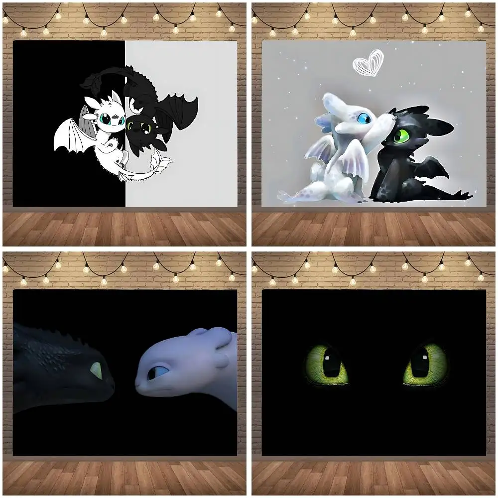 Niedlicher D-Dragon T-Toothless-s Cooler Hintergrund für Fotografie, Schloss, Zauberer-Plattform, Erste Nacht, Straße, Geburtstagsparty-Dekoration, Geschenk Image