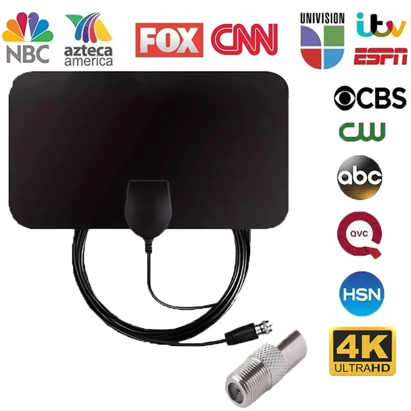 Digitale 4K TV-Antenne für den Innenbereich, für digitales Fernsehen 1080P, 4000 Meilen HD-Verstärker für Wohnmobile, Auto-Antenne für den Außenbereich, Smart-TV-Signalempfänger für den Innenbereich Image