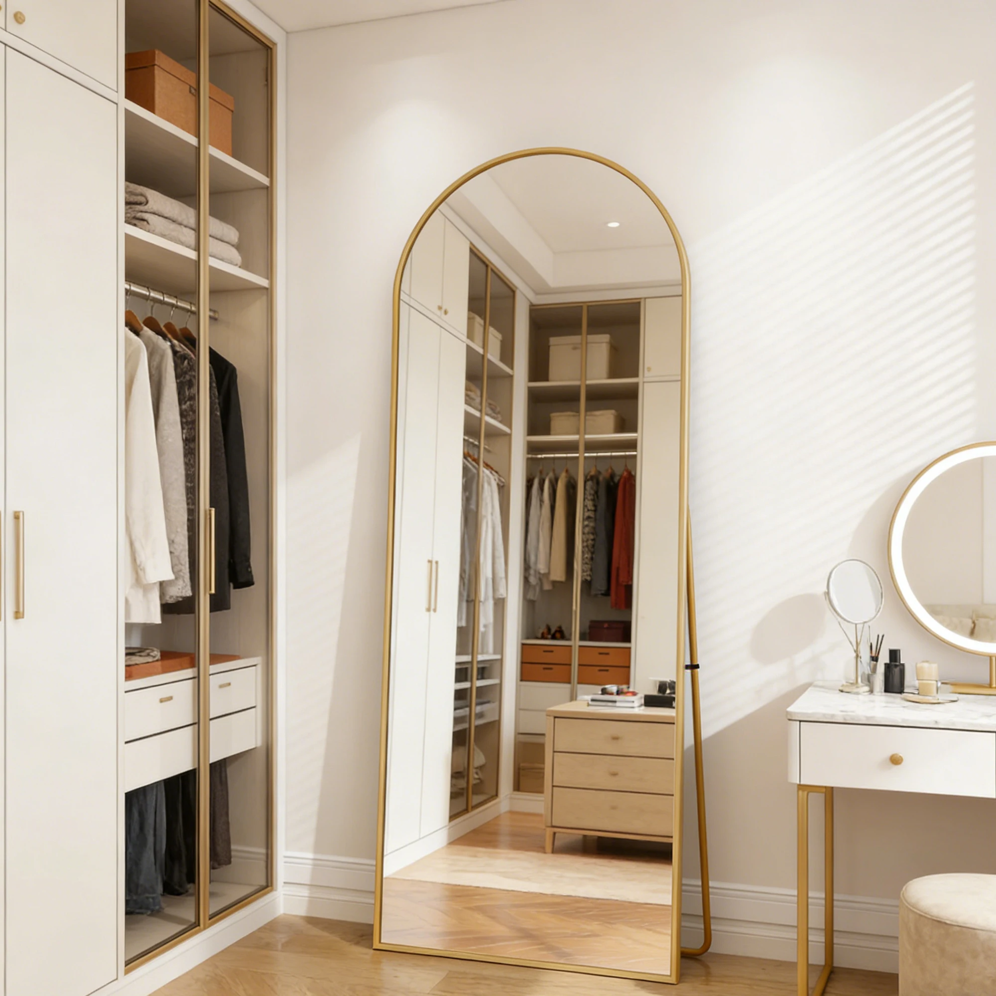 Spiegel Länge, 162x53 cm, Künstlerischer Standspiegel mit Aluminiumrahmen, Standspiegel, Großer Wandspiegel für Schlafzimmer