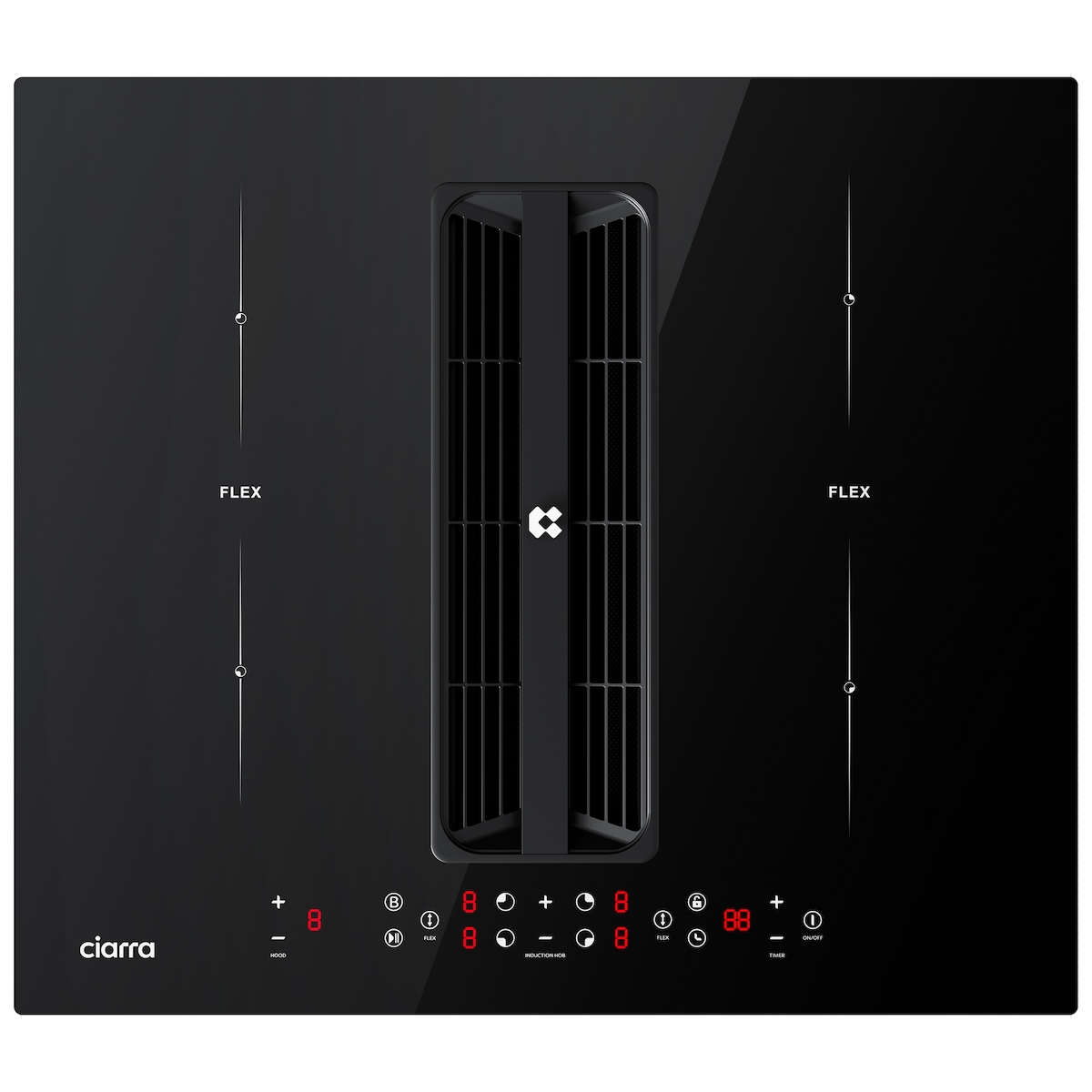 CIARRA Kochfeld mit Dunstabzug CIARRA ONE 59 cm Boost Touch-Control mit 4 Platten 2-Flexzone Stop & Go Funktion CBBEH594BBFF Image