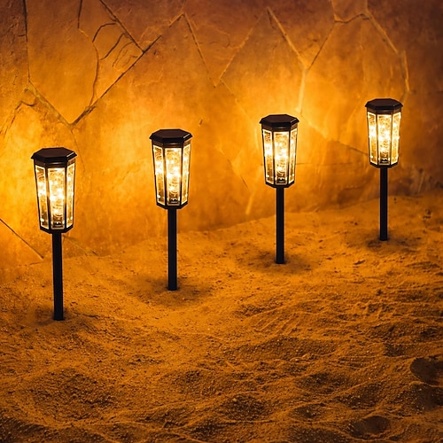 Solarbetriebene Wegeleuchten, automatische Ein-/Ausschaltfunktion, wasserdichte Solar-Gartenleuchten, dekorative LED-Landschaftsleuchten für Wege, Terrassen, Gärten, Rasenflächen, Gehwege, Einfahrten Image