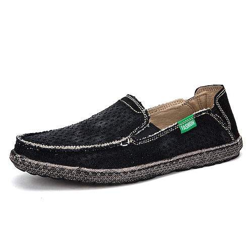 Graue Herren-Slipper aus Canvas, leichte und bequeme Loafer für den täglichen Weg zur Arbeit, Wochenendausflüge und den Alltag. Image