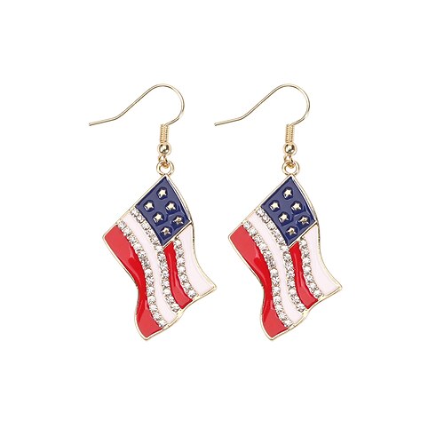 Vereinigte Staaten 250. Jubiläum Damen Legierung patriotische Ohrhängern Mehrere USA Flagge Herz Stile Rot Weiß Blau Aussage Schmuck für Party Festival Image