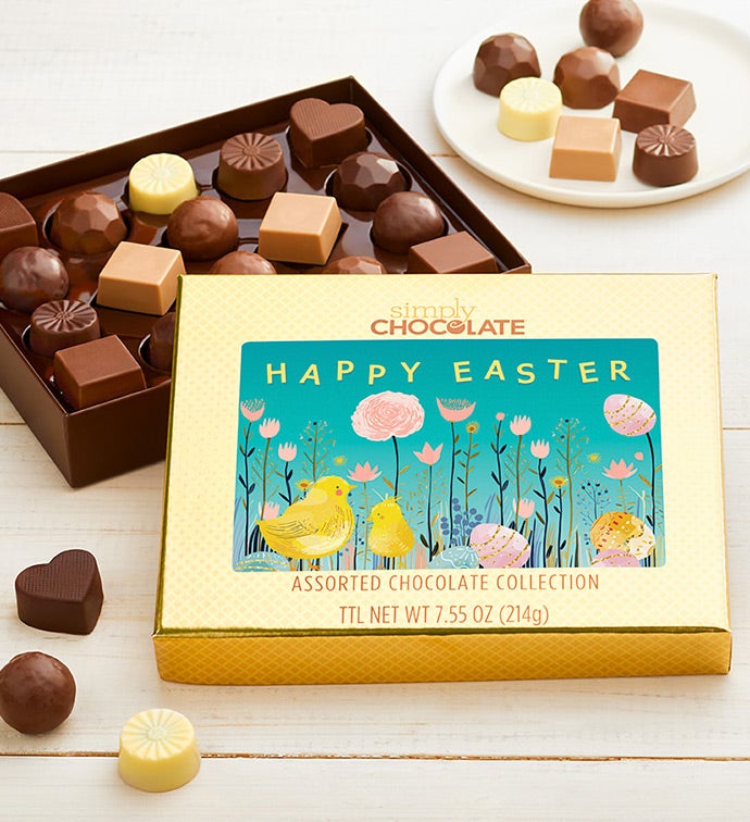 Simply Chocolate® Happy Easter Chick 18Pc Chocolate, Family Item Food Gourmet Candy Confections Chocolate, Gifts