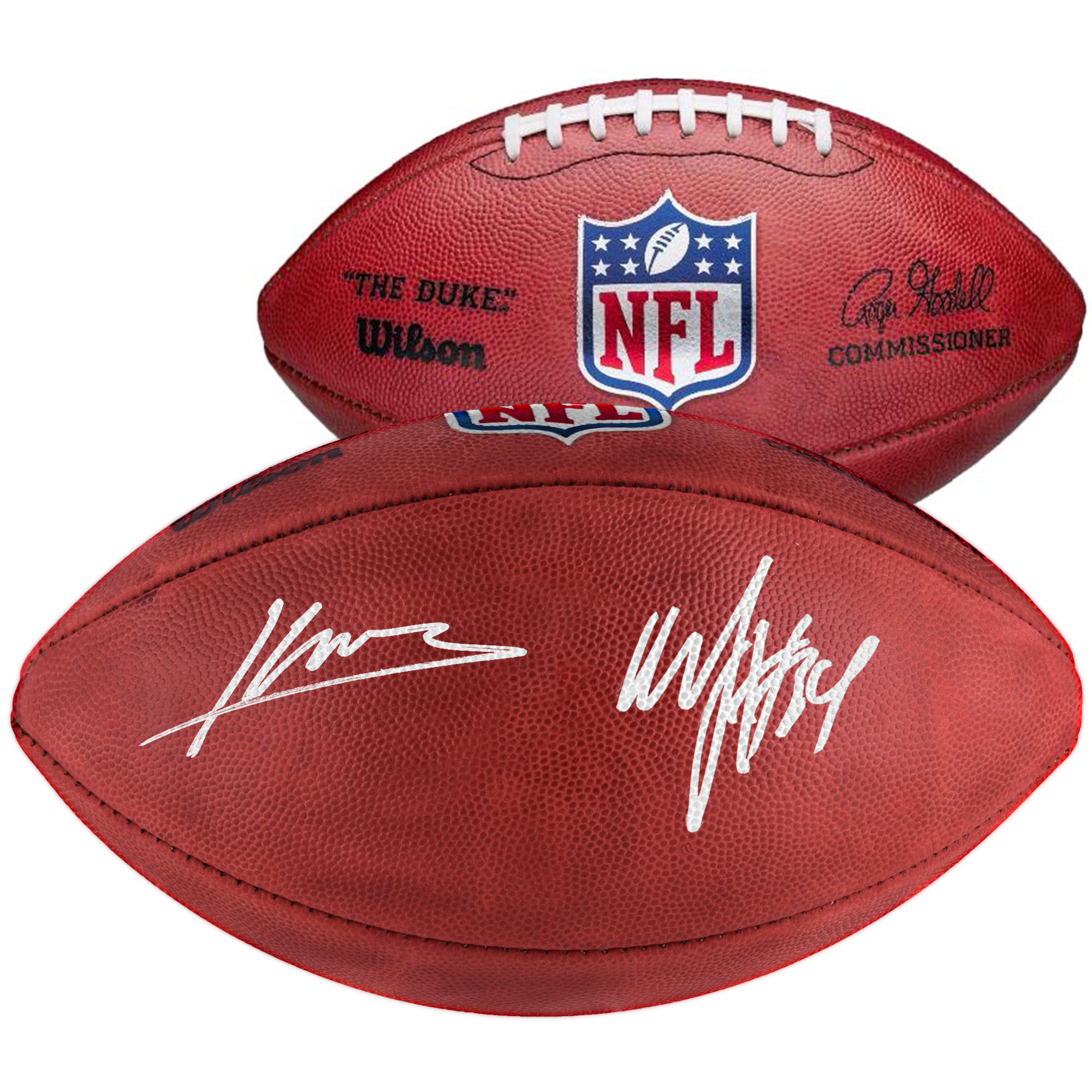 "Kenneth Walker III & Marshawn Lynch Seattle Seahawks Autogramm auf einem Wilson Duke Football in Farbe" Image
