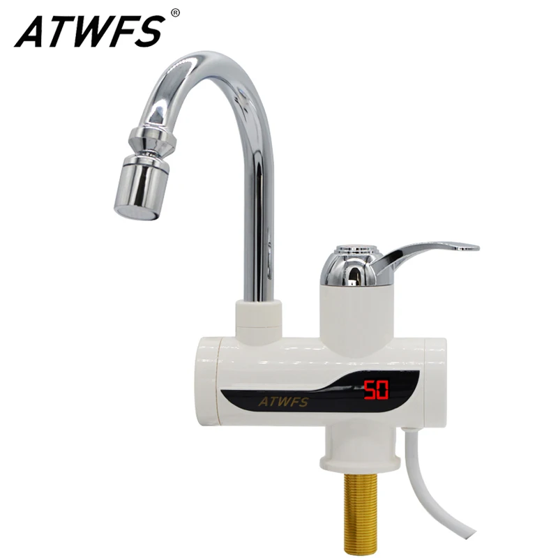 ATWFS 3000 W Durchlauferhitzer ohne Durchlauferhitzer, elektrischer Warmwasserhahn, Heizung, Küchenarmatur mit Temperaturanzeige Image