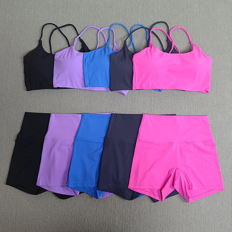 Ensemble de 2 pièces pour femmes, short de yoga et soutien-gorge, sous-vêtements de sport, séchage rapide, confort, élastique, tissu doux et respirant, vêtements de sport pour la salle de sport