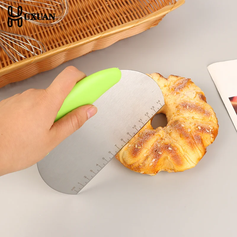 Edelstahl Gebäck Cutter Mehl Gebäck Schaber Chopper Skala Teig Pizza Cutter Komfortable Griff Küche Backen Werkzeuge Image
