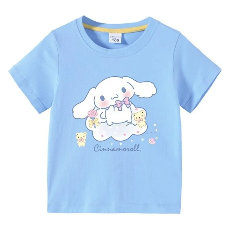 Kinder-T-Shirt mit Yuguigou-Aufdruck aus Reiner Baumwolle, Eltern-Kind-Outfit 2026, Koreanische Version, Mehrfarbiges Kurzarm-Shirt Image