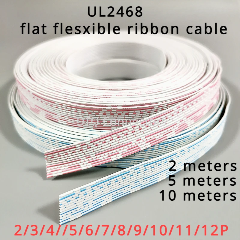 300/10m ul2468 flaches flexibles Flach band kabel 24 26awg 6p 7p 8p 9p 10p 12p v PVC-Kabel mit erweiterter Strom versorgung rot weiß blau weiß Image
