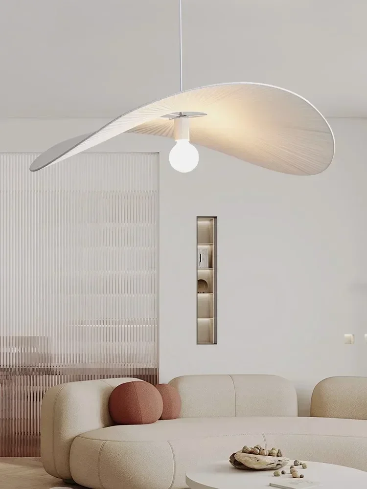 Nordic Stoff Hut Anhänger Licht Creme Stil Led Anhänger lampe für Wohnzimmer Esszimmer Schlafzimmer Restaurant weiß Tuch Kronleuchter