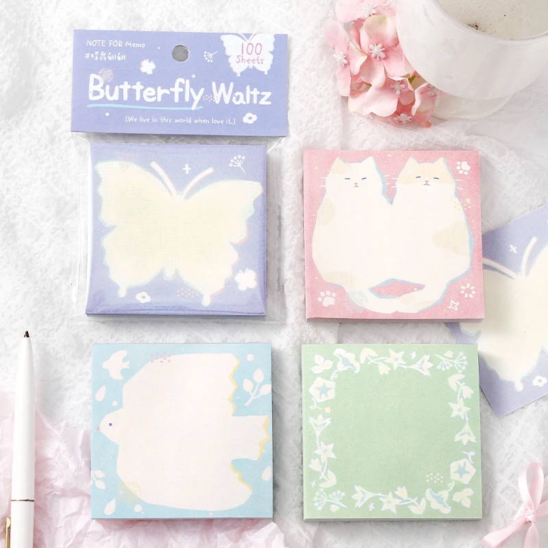 100 Stück INS Schmetterling Tanz Notizblöcke Scrapbooking Karten Papier Retro Hintergrund Dekoration für Bürobedarf Junk Journal Image