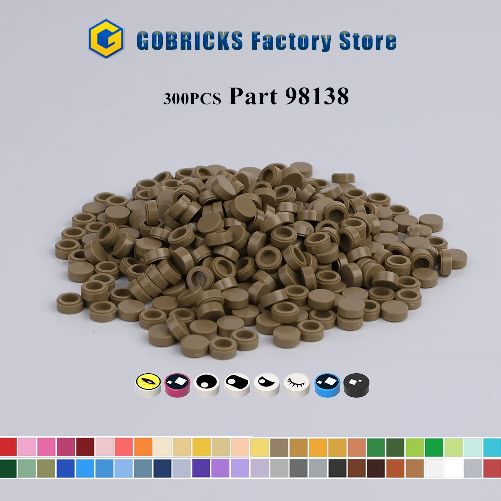 300 Stück Fliesen 98138 Teile Rund 1x1 Bündel Basis-Bausteine MOC Mosaik-Kunst Modell Personalisiertes Porträt DIY Freiheit Kreativ Bedrucktes Auge Image