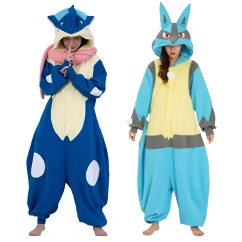 Greninja Onesie Kigurumi Lucario Pyjamas Erwachsene Cosplay Kostüm Unisex Anime Pyjamas Halloween Weihnachten Kostüm Pijama Spielzeug Geschenk Image