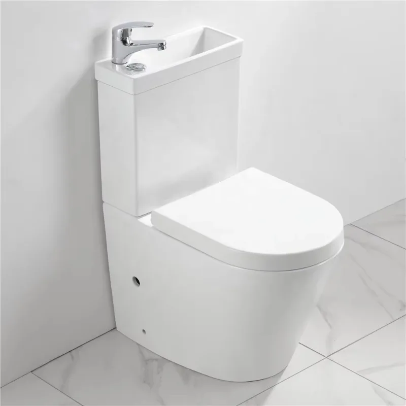 2-in-1 kombinierte Toilette und Waschbecken, kombiniertes Waschbecken, Badezimmer-Toilette, platzsparende Einheit mit Wasserhahn und dicker geschlossener Toilette