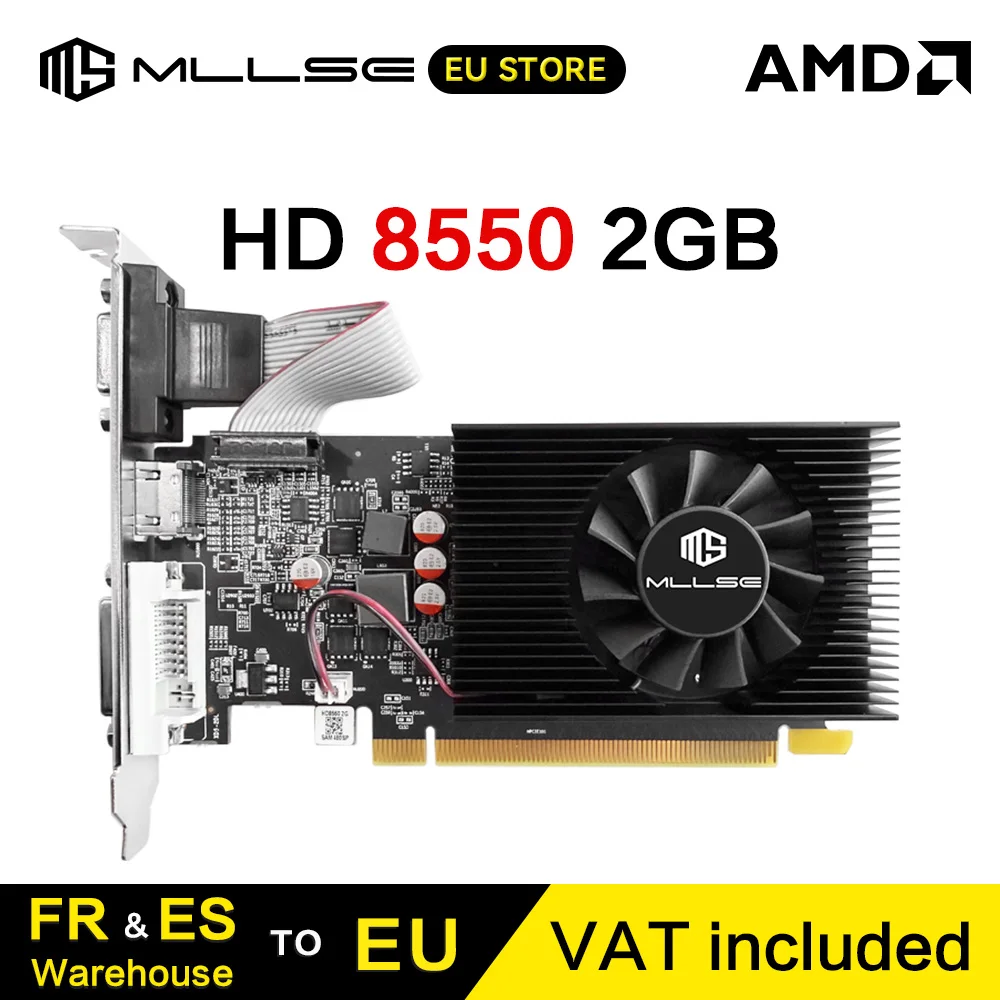 Carte graphique de jeu MLLSE HD 8550 2 Go GDDR3 128 bits pour PC de jeu AMD Radeon HD 8550 2G PCl Express 2.0x16