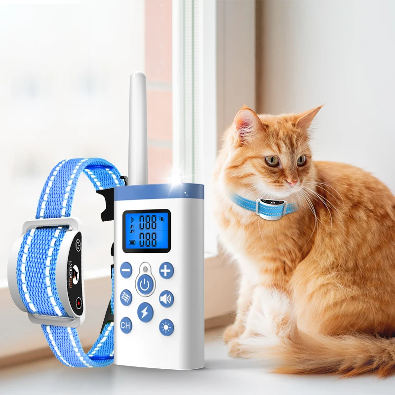Anti-Meow-Halsband für Katzen, Katzen-Trainingshalsband mit Fernbedienung, 3-Modi, Piepton, Vibrationsschock, automatischer Anti-Bark für schlechtes Verhalten, USB-Aufladung Image