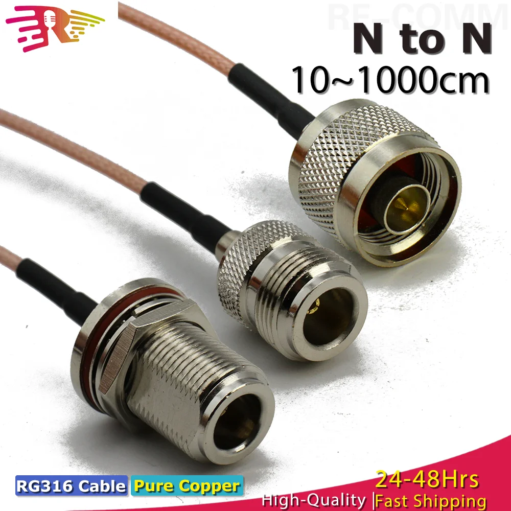 RG316 L16 N-Stecker auf N-Buchse, Schottverbinder, Pigtail-Kabel, HF-Koaxialkabel, Überbrückungskabel, N-Typ, Crimp, schnelle Lieferung Image