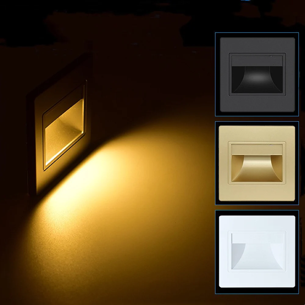 Einbau leiter Wand leuchte 1,5 w LED Treppen-und Stufen lampe für Treppenhaus Korridor Foyer Nachttisch Innen Nachtlicht 95x95m Image