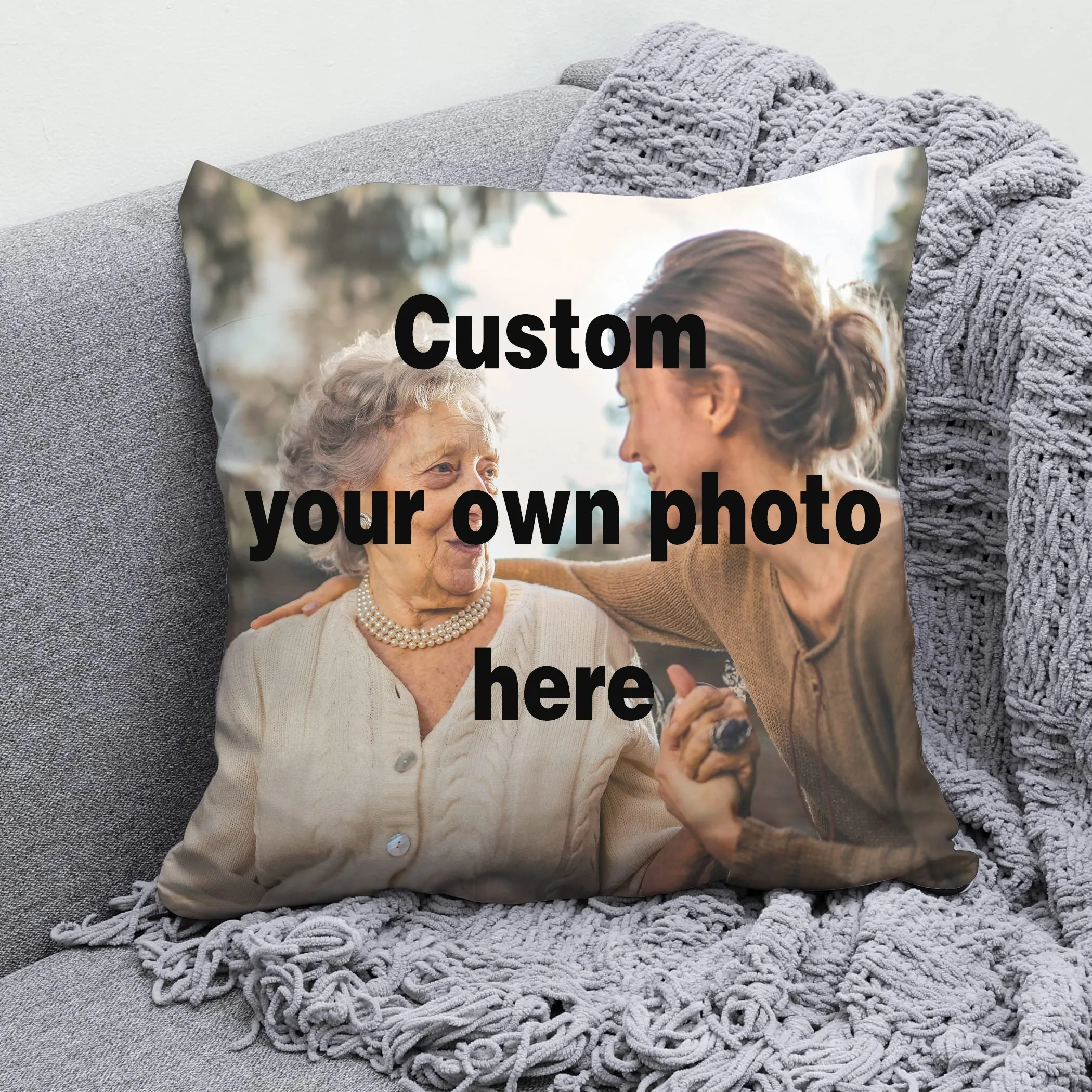 Maßgeschneiderter Foto-DIY-Kissenbezug mit Hochzeitsfoto, Valentinstag-Jubiläumsgeschenk, dekorativer Kissenbezug Image