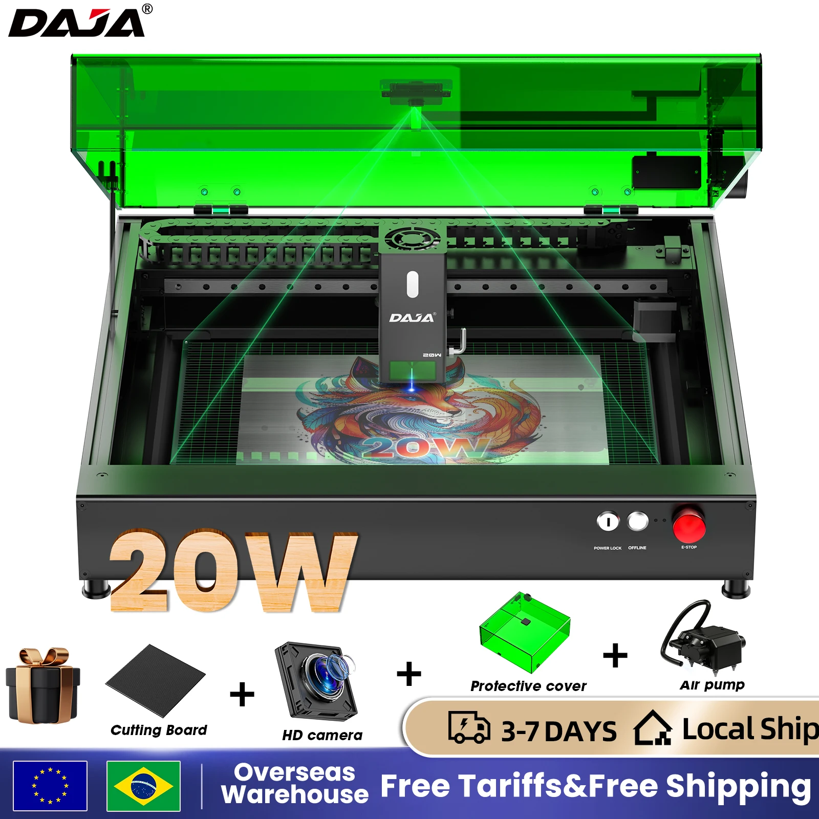 DAJA A8 Laserschneider-Graveur, hochpräzise, geschäftliche, effiziente Lasergravurmaschine für Holz, Metall, Acryl, Becher, Leder Image