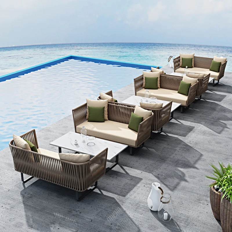 Hof-Set Rattan Gartenmöbel-Sets Luxus-Sessel Gartenmöbel-Sets Balkoni Kissen Giardino Arredo Terrassenmöbel