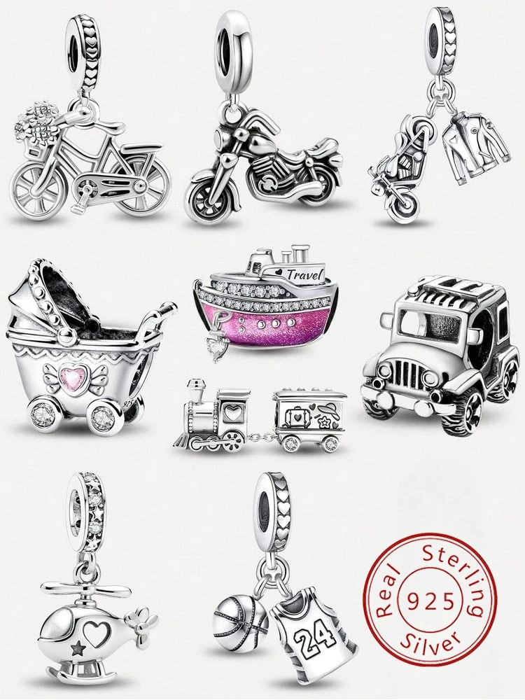 925 Sterling Silber Mode Kinderwagen Basketball Trikot Charms Perlen Passend für Original Pan Armbänder Armreifen Feiner Schmuck Geschenk