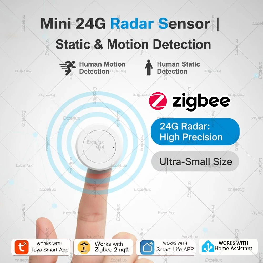 Mini ZigBee 24G MmWave Radar-Anwesenheitssensor, mit statischer Bewegungserkennung, funktioniert mit Tuya Smart Life Home Assistant Z2MQTT Image