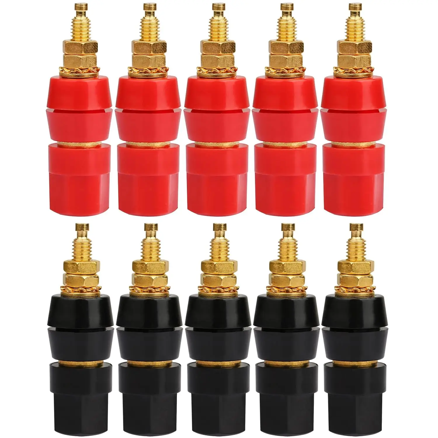 4/10PCS Schwarz Rot 4mm Stecker Jack Adapter Bananen Steckdose Test Sonde Audio Lautsprecher Binding Post terminal Stecker Terminals Image
