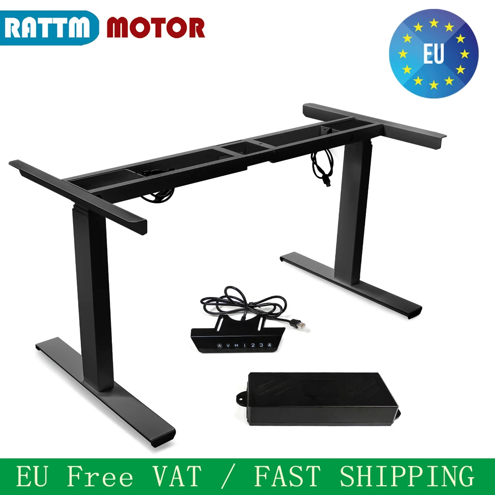 【EU-freie Mehrwertsteuer】 Elektrischer höhenverstellbarer Tisch zum Sitzen oder Stehen, elektrischer Hubtisch, Schreibtischrahmen für Schulmöbel, Computertisch Image