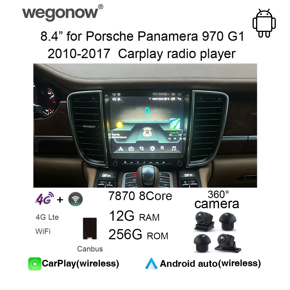 Wegonow Carplay 8,4-Zoll-Autoradio Android 13 für Porsche Panamera 970 G1 2010-2017 Multimedia-Navigation WIFI 4G Bluetooth Stereo Image
