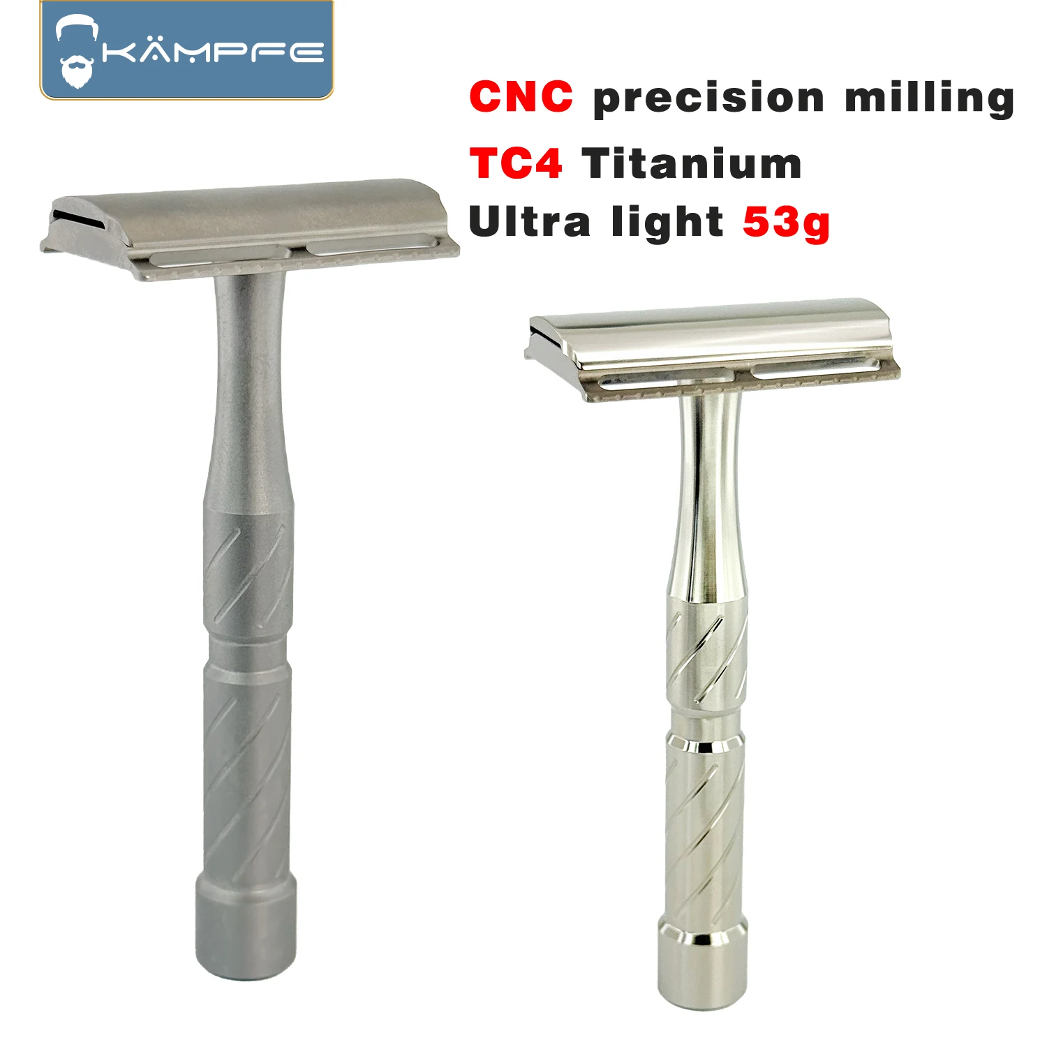 KAMPFE Ultraleichter 53g TC4 Titan Doppelklingen-Sicherheitsrasierer CNC-Präzisionsfräsen Herrenpflege-Geschenk DE Rasierer Image
