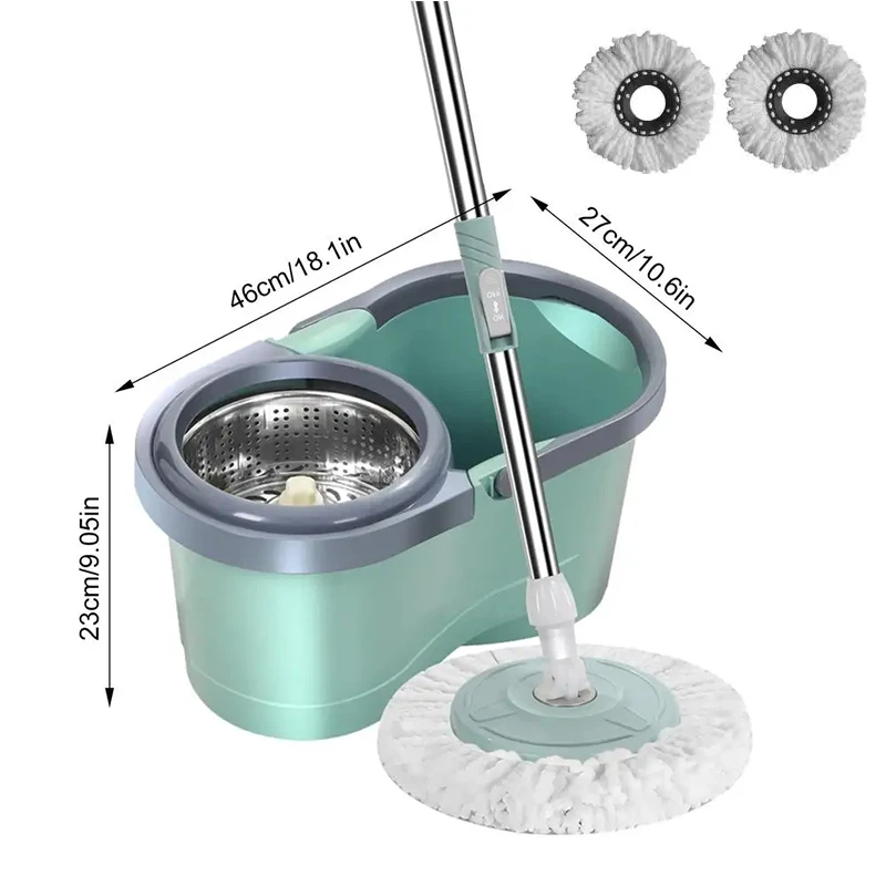 Anzug automatischer rotierender Mopp / 3 Stück Mopp-Ersatzkopf sauberer Mikrofaser-Schleppeimer fauler magischer Mopp-Eimer Wohnzimmer Küche Image