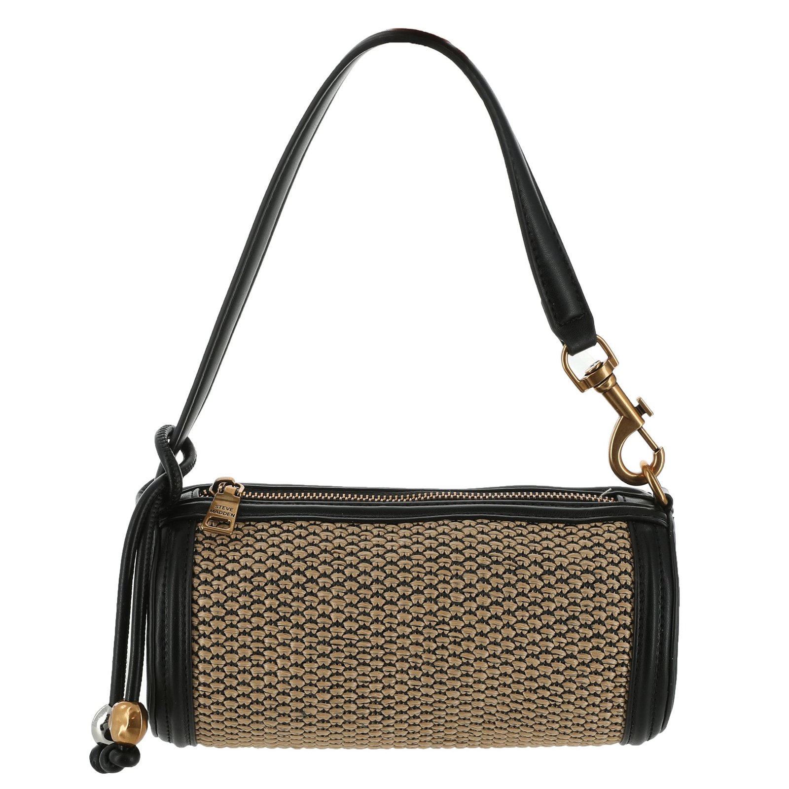 Steve Madden BPRIYA-S Raffia Barrel Bag Black/Natural