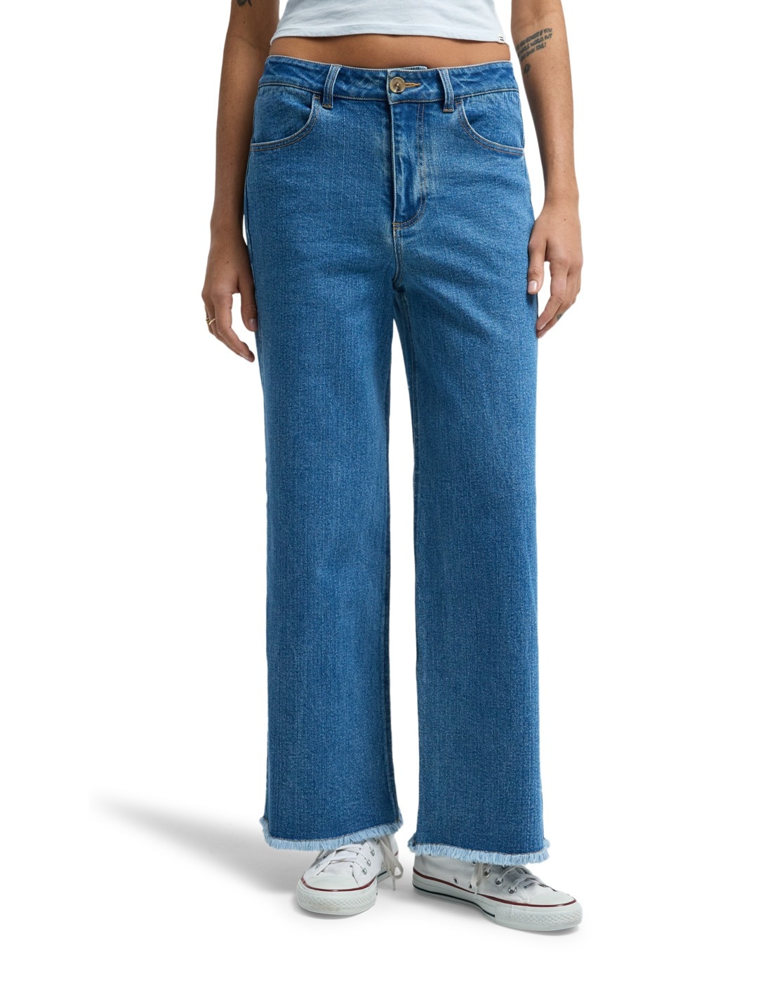 Weite Jeans BILLABONG "Be Free", Damen, Gr. 24 (3XS), medium indigo, Obermaterial: 98% Walkfrottier, 2% Elasthan;, Jeans