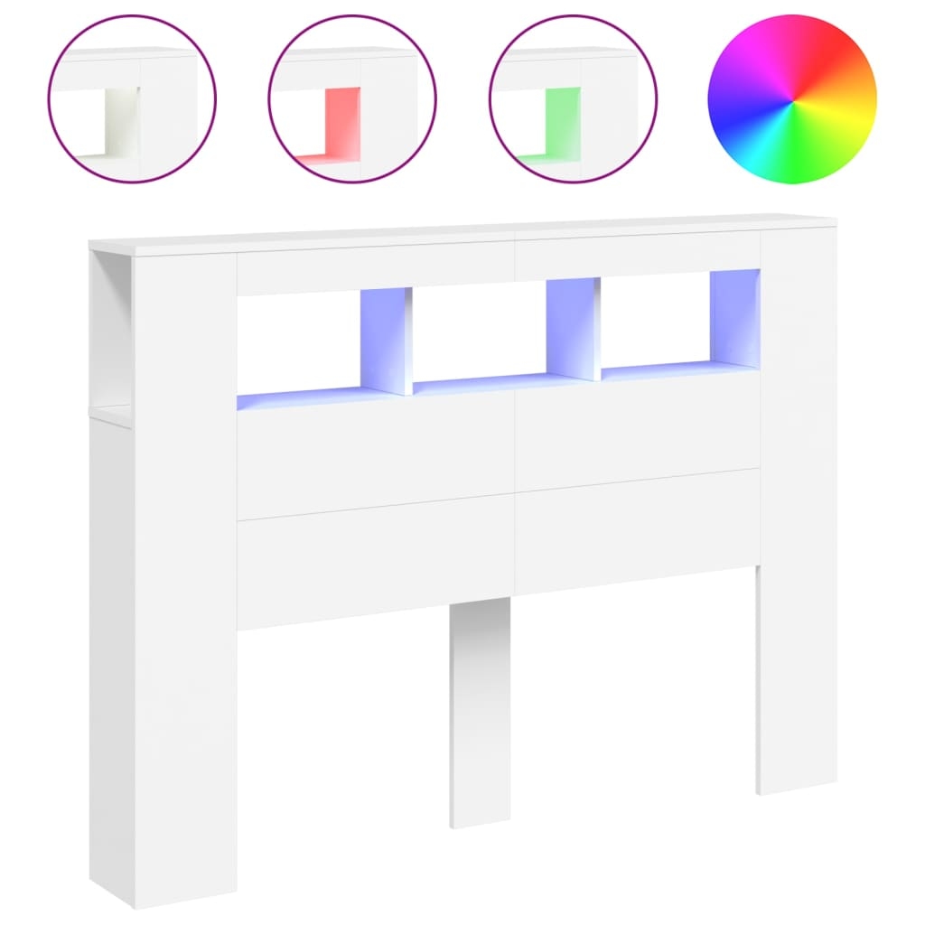 vidaXL LED-Kopfteil Weiß 140x18,5x103,5 cm Holzwerkstoff Image