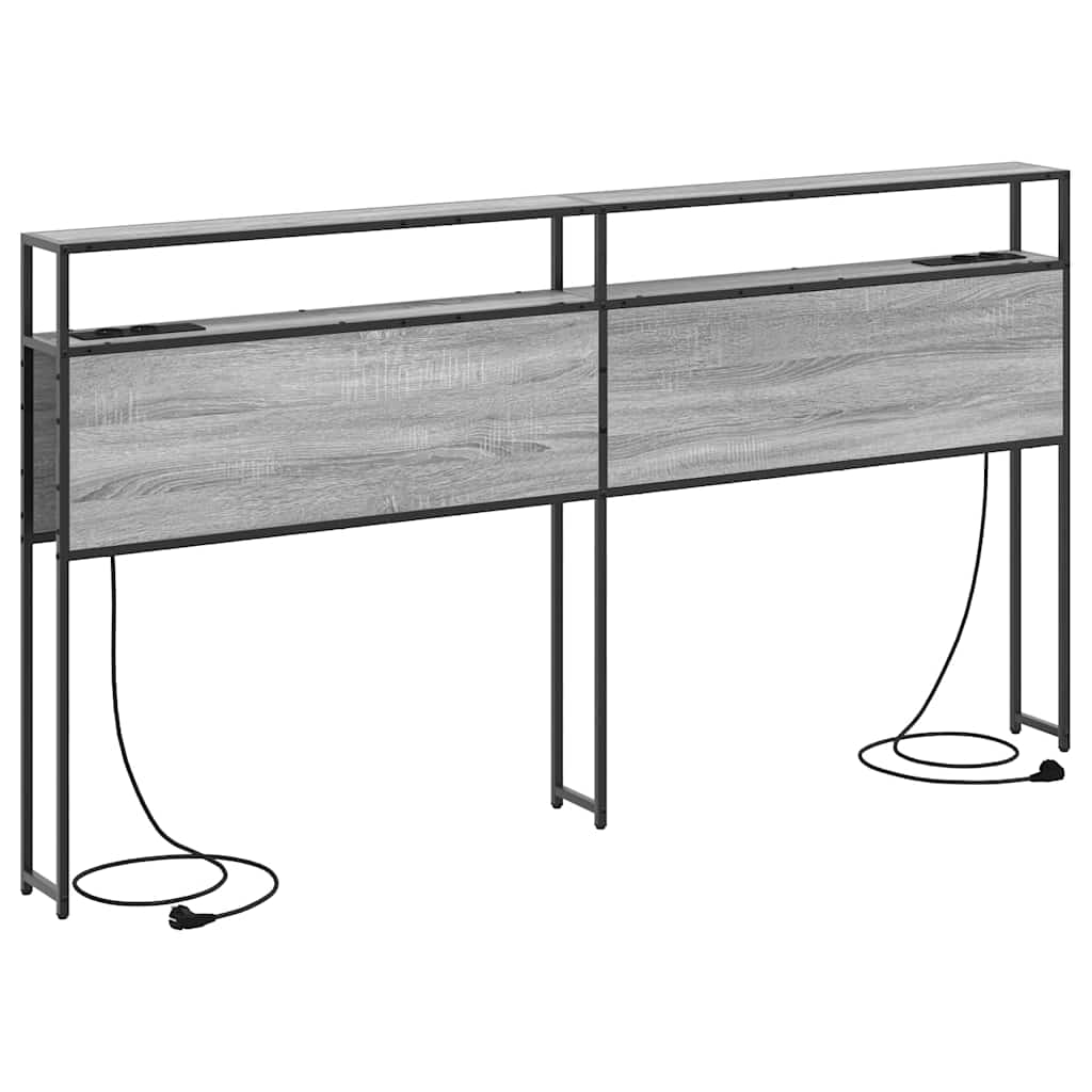 vidaXL Stauraum-Kopfteil mit Regal Grau Sonoma 180 cm Holzwerkstoff Image
