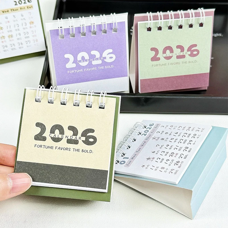 【Schön】2026 Mini Einfacher Kalender Kleiner Schreibtischkalender Kreativer Spiral-Kalender Planer Desktop-Dekoration Bürobedarf Image