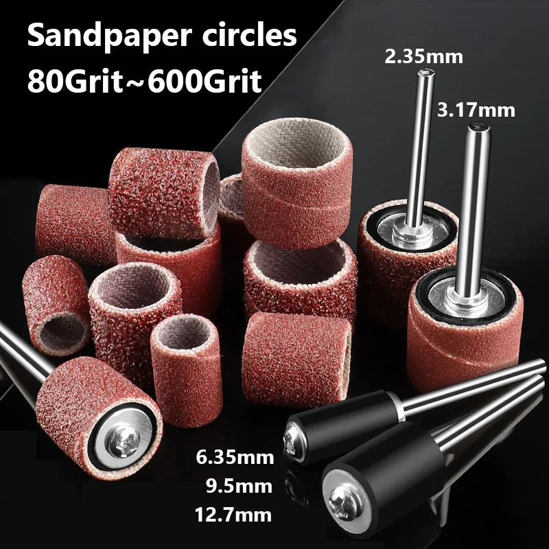 Schleifpapier-Schleifring mit Stab, Schleifdrehwerkzeug, Körnung 80, Körnung 120 Körnung, 150 Körnung, 180 Körnung ~ 600 Körnung, Maschine, Schleifsandring Image