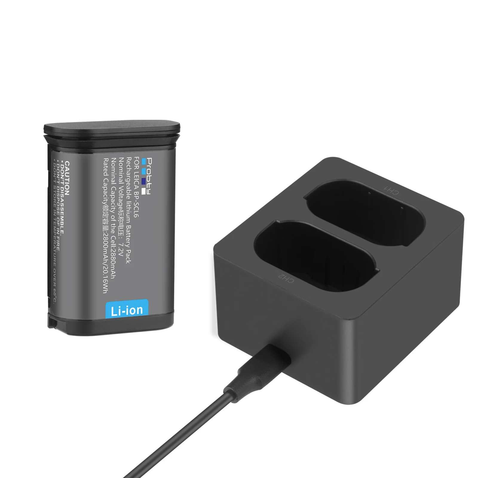 BP-SCL6 (19531) Ersatzakku 2880 mAh und Dual-Slot-Ladegerät für Leica Q3 Q2 SL3 SL2 SL2-S BP-SCL4 SL3-S 43 Kamera Image