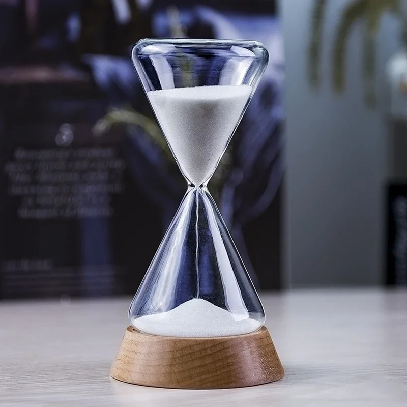 Neue Nordic Glas Tröpfchen Zeit Sanduhr mit Holz Basis Hause Dekoration Handwerk Geschenk Desktop Ornament Büro Timer Image