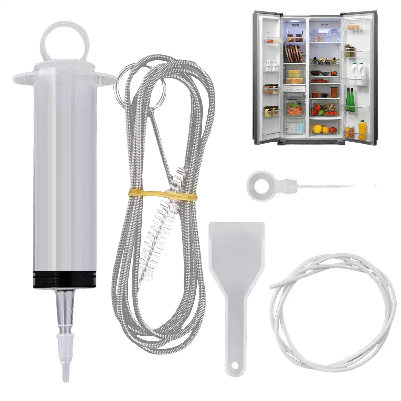 Kühlschrank-Abflussreiniger: Bürste zur Entfernung von Verstopfungen im Kühlschrank-Abflussloch, Haushaltsreinigungsmittel Image