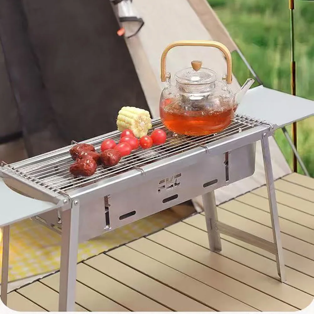 3,5 kg faltbarer Grill für Camping, Picknick, Terrasse, tragbarer, zusammenklappbarer Grill aus Edelstahl mit Holzkohle. Image
